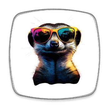 Meerkat Sunglasses Colorful Cute Meerkat - Square fridge magnet - white - Front