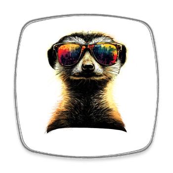 Meerkat Sunglasses Colorful Cute Meerkat - Square fridge magnet - white - Front