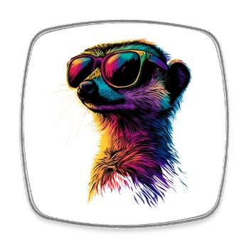 Lunettes de soleil suricate coloré mignon suricate - Magnet carré - blanc - Devant