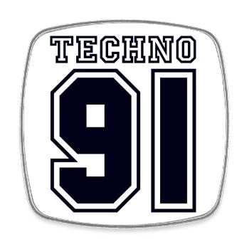 TECHNO 91 - Viereckiger Kühlschrankmagnet - Weiß - Vorne