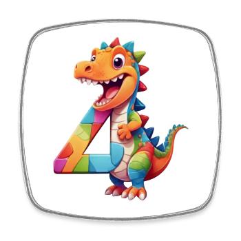 DINO 4 JAHRE DINOSAURIER NUMMER 4. GEBURTSTAG - Viereckiger Kühlschrankmagnet - Weiß - Vorne