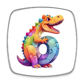 DINO 6 JAHRE DINOSAURIER NUMMER 6. GEBURTSTAG - Viereckiger Kühlschrankmagnet - Weiß - Vorne