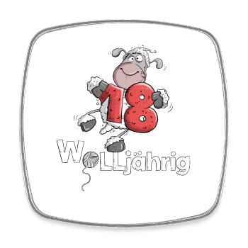 Wolljährig 18 Geburtstag Schaf 18 Jahre - Viereckiger Kühlschrankmagnet - Weiß - Vorne