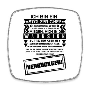 Stolzer Chef Wahnsinn Büro Arbeit Geschenkidee - Viereckiger Kühlschrankmagnet - Weiß - Vorne