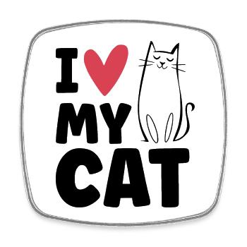 I Love My Cat - Pet Cat Animal Love - Square fridge magnet - white - Front