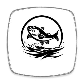 Pêche - Magnet carré - blanc - Devant