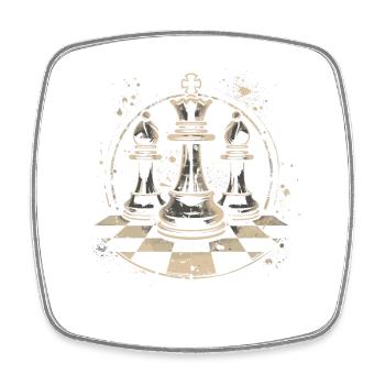 Chess Pieces Drawing - Square fridge magnet - white - Front