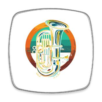 Tuba Illustration - Square fridge magnet - white - Front