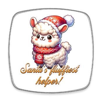 Alpaca - Santa's little helper! - Square fridge magnet - white - Front