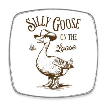 Silly Goose On The Loose Vintage-Style Design - Viereckiger Kühlschrankmagnet - Weiß - Vorne