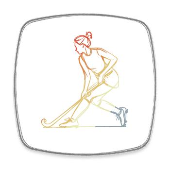 Weiblicher Feldhockeyspieler Skizze - Viereckiger Kühlschrankmagnet - Weiß - Vorne