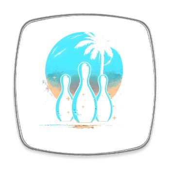Oldschool Bowling - Square fridge magnet - white - Front