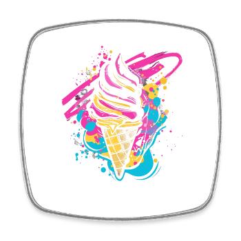 Taches de peinture de cornet de crème glacée - Magnet carré - blanc - Devant