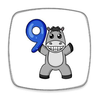 9. Geburtstag Motiv Esel - 9 Jahre - Viereckiger Kühlschrankmagnet - Weiß - Vorne
