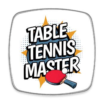 Maître de tennis de table Tischtennis Meister Ping Pong - Magnet carré - blanc - Devant