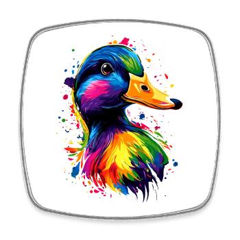 Ente Bunt Regenbogen Stockente Erpel Süße Enten - Square fridge magnet - white - Front