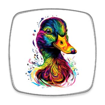 Ente Bunt Regenbogen Stockente Erpel Süße Enten - Square fridge magnet - white - Front