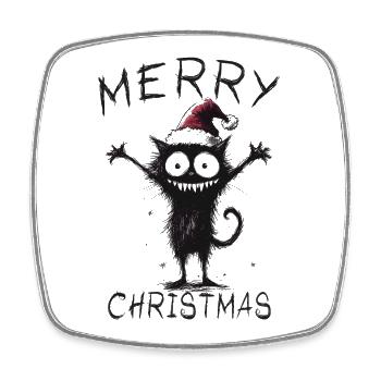 Chat Père Noël Chapeau Chat Cadeau d’amoureux des chats - Magnet carré - blanc - Devant