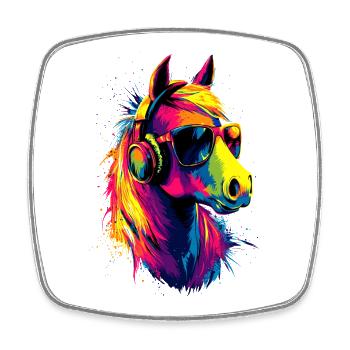 Pony Riding Pony Foal Rider Ponies Riding Pony Farm - Square fridge magnet - white - Front