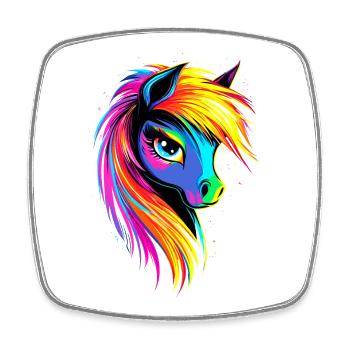 Pony Riding Pony Foal Rider Ponies Riding Pony Farm - Square fridge magnet - white - Front
