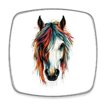 Pony Riding Pony Foal Rider Ponies Riding Pony Farm - Square fridge magnet - white - Front