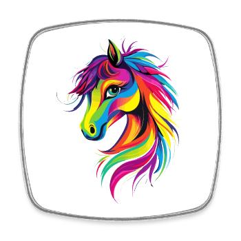 Pony Riding Pony Foal Rider Ponies Riding Pony Farm - Square fridge magnet - white - Front