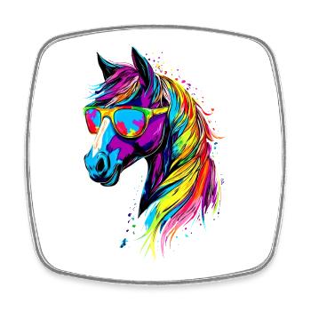 Pony Riding Pony Foal Rider Ponies Riding Pony Farm - Square fridge magnet - white - Front