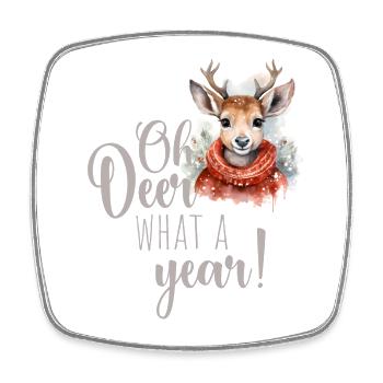 Oh Deer What a Year Christmas Market - Square fridge magnet - white - Front