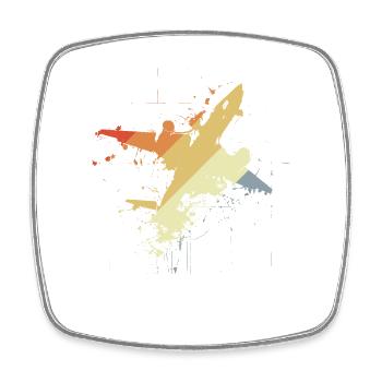 80er Jahre Flugzeug Grafik - Viereckiger Kühlschrankmagnet - Weiß - Vorne