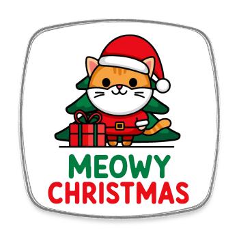 Festive Cat Santa Illustration - Square fridge magnet - white - Front