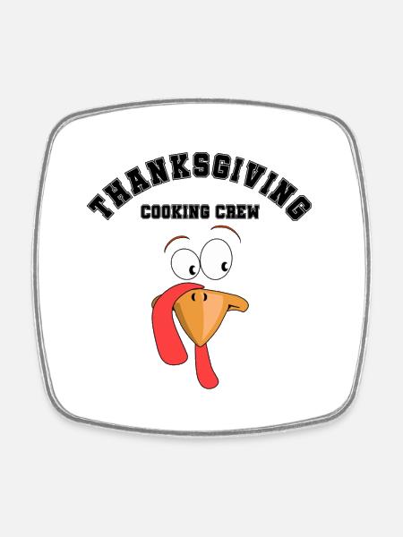 Thanksgiving Cooking Crew Family Outfit - Square fridge magnet - white