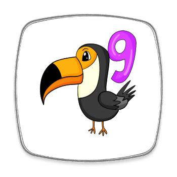 9. Geburtstag Motiv Tukan Vogel - 9 Jahre - Viereckiger Kühlschrankmagnet - Weiß - Vorne
