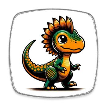 Dinosaure - Magnet carré - blanc - Devant
