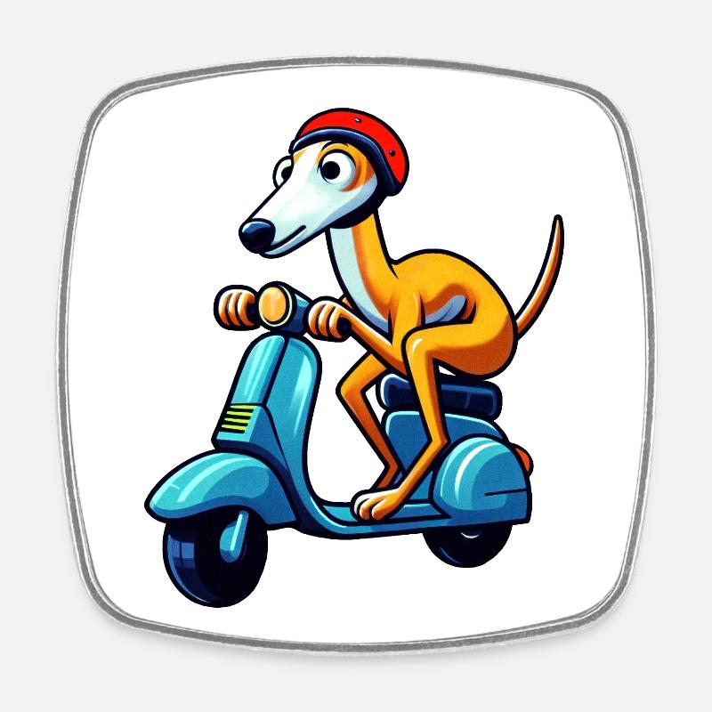 Chien joueur sur la conception du scooter - Magnet carré - blanc