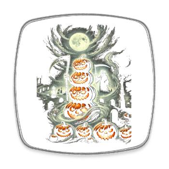 Spooky Halloween Pumpkin Tower - Square fridge magnet - white - Front