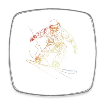 Snowboarder Skizze Retro - Viereckiger Kühlschrankmagnet - Weiß - Vorne
