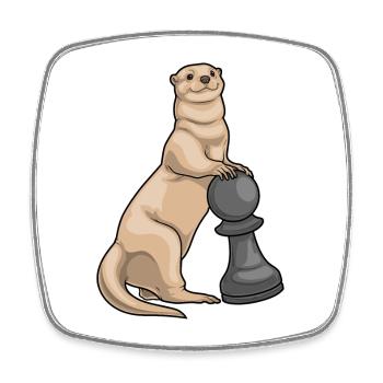 Loutre pièce d’échecs Farmer échecs - Magnet carré - blanc - Devant