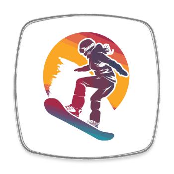 Snowboarding Mädchen - Viereckiger Kühlschrankmagnet - Weiß - Vorne