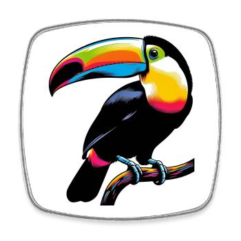 Toucan - Magnet carré - blanc - Devant