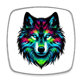 Wolf - Viereckiger Kühlschrankmagnet - Weiß - Vorne