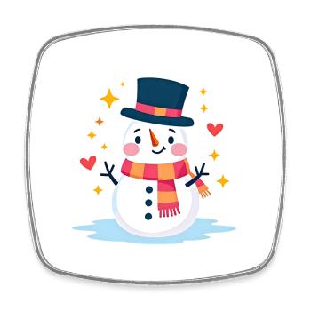 Süßer Schneemann mit Zylinder Festliche Weihnachtsstimmung - Viereckiger Kühlschrankmagnet - Weiß - Vorne