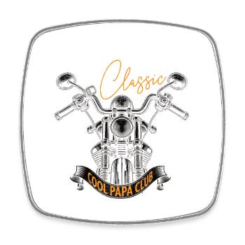 T-shirt Personnalisé Biker Motard – Cadeau papa - Magnet carré - blanc - Devant