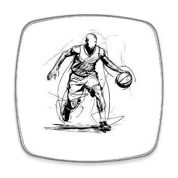 Basketball Player Line Art - Square fridge magnet - white - Front
