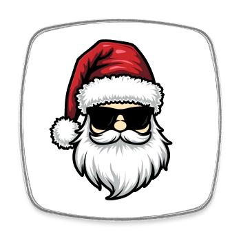 Santa with cool Sunglasses Funny Christmas Xmas - Square fridge magnet - white - Front