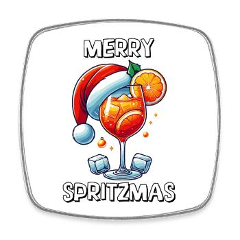 Merry Spritzmas Funny Holiday Cocktail Christmas - Square fridge magnet - white - Front