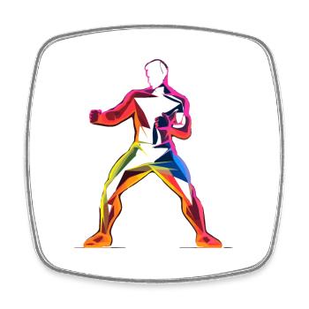 Kickboxer Cartoon Stil - Viereckiger Kühlschrankmagnet - Weiß - Vorne