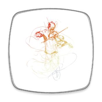 Vintage Violin Player Drawing - Square fridge magnet - white - Front