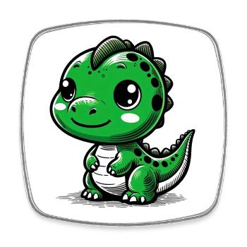 Dinosaure - Magnet carré - blanc - Devant
