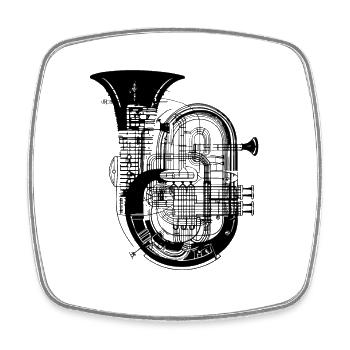 Tuba - Square fridge magnet - white - Front