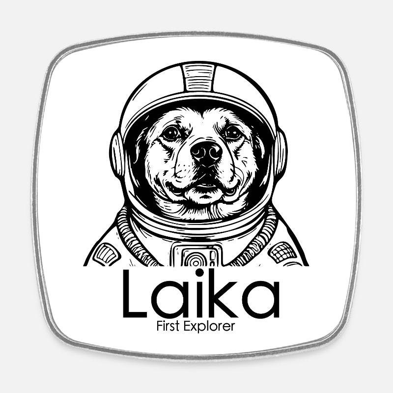 Laika - Square fridge magnet - white